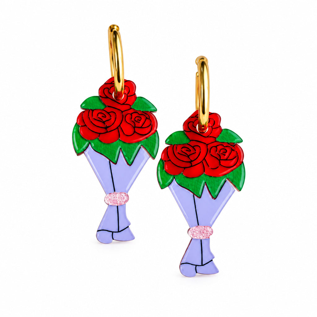 Bouquet of Roses Acrylic Earrings