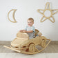 Vintage Inspired Rattan Rocking Car for Toddlers