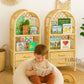 Boho Rattan Kids Bookshelf & Toy Storage | Montessori Doll Shelf – Eco-Friendly Nursery & Playroom Furniture