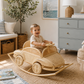 Vintage Inspired Rattan Rocking Car for Toddlers