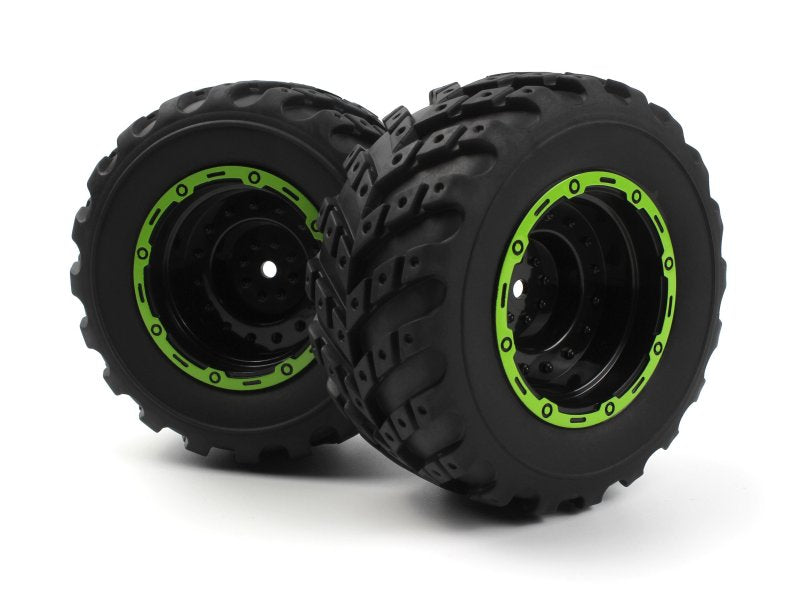 BlackZon Smyter MT Assembled Wheels & Tires (Black/Green) - OEM Replacement - 540181