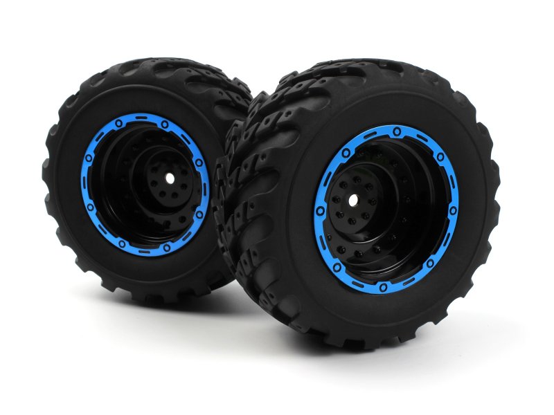 BlackZon Smyter MT Assembled Wheels & Tires (Black/Blue) - OEM Replacement - 540182