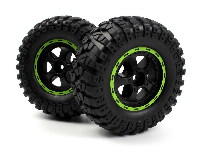 BlackZon Smyter Desert Assembled Wheels & Tires (Black/Green) - OEM Replacement - 540183