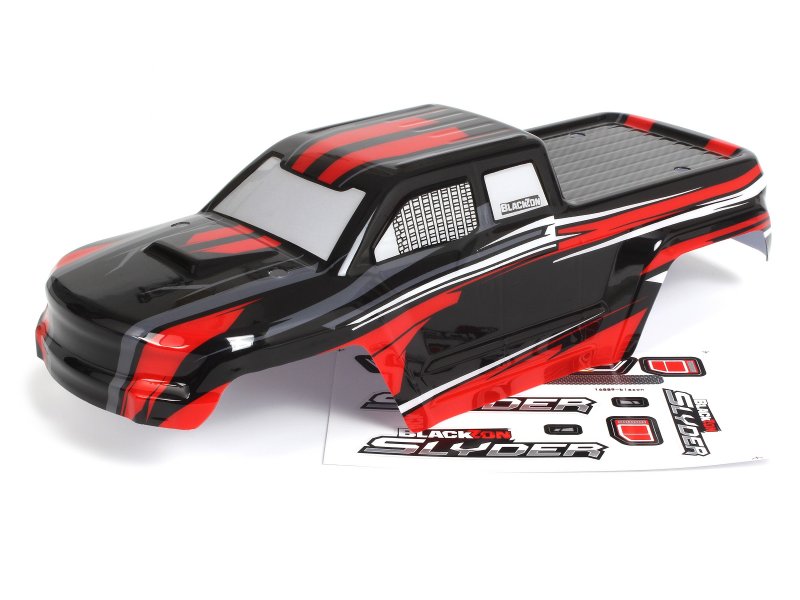 BlackZon Slyder MT Pre-Painted Body Shell - Black/Red - 540190