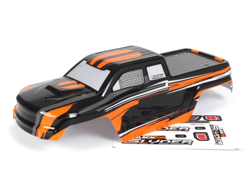BlackZon Slyder MT Pre-Painted Body Shell - Black/Orange - 540191