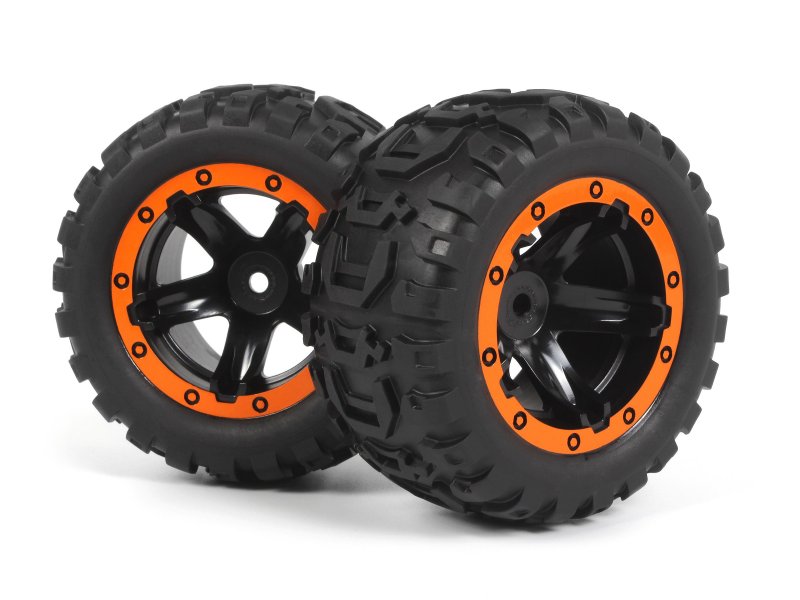 BlackZon Slyder MT Assembled Wheels & Tires (Black/Orange) - OEM Replacement - 540195