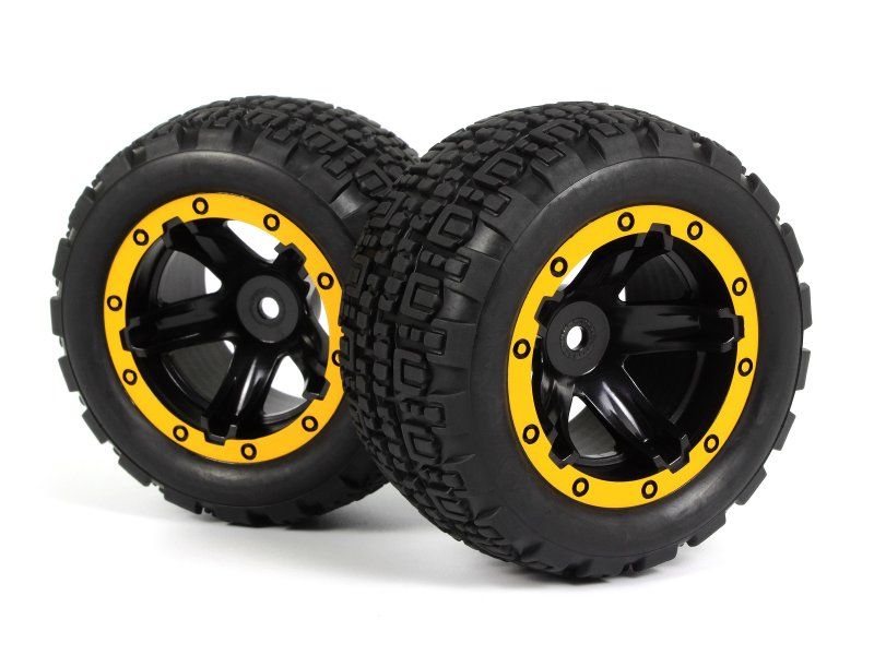 BlackZon Slyder ST Assembled Wheels & Tires (Black/Yellow) - OEM Replacement - 540261