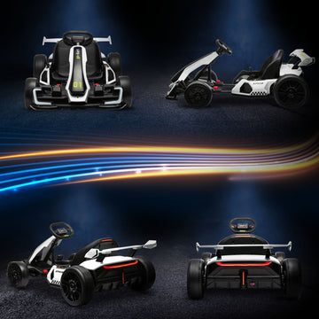 Aosom 24V 7.5 MPH Electric Go Kart with Adjustable Seat, Slow Start, White