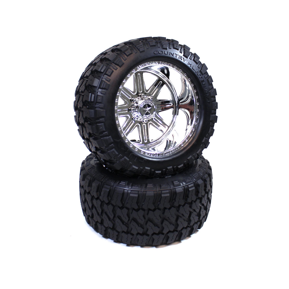 CEN Racing American Force Legend SS8 Plastic Wheels with Fury Mountain M/T Tires Pre-glued (2pcs)