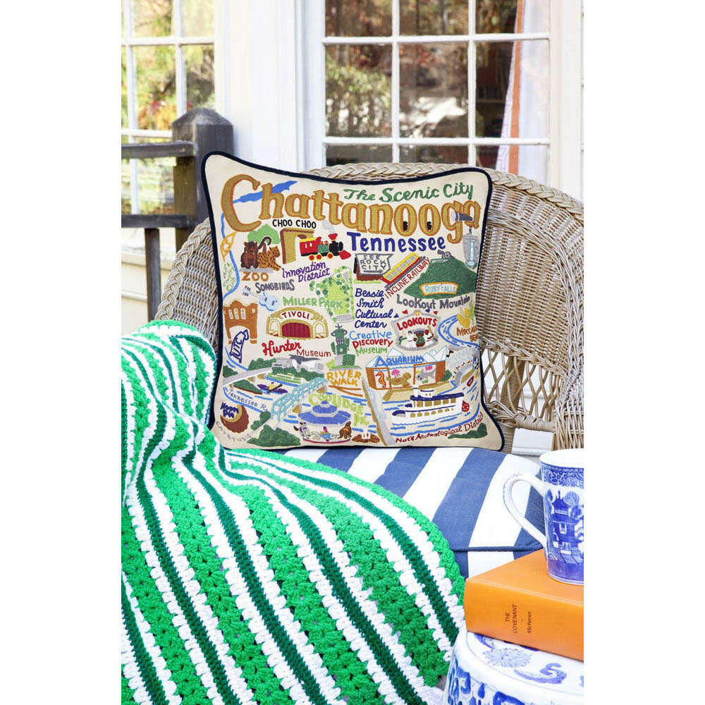 Chattanooga Hand-Embroidered Pillow by CatStudio