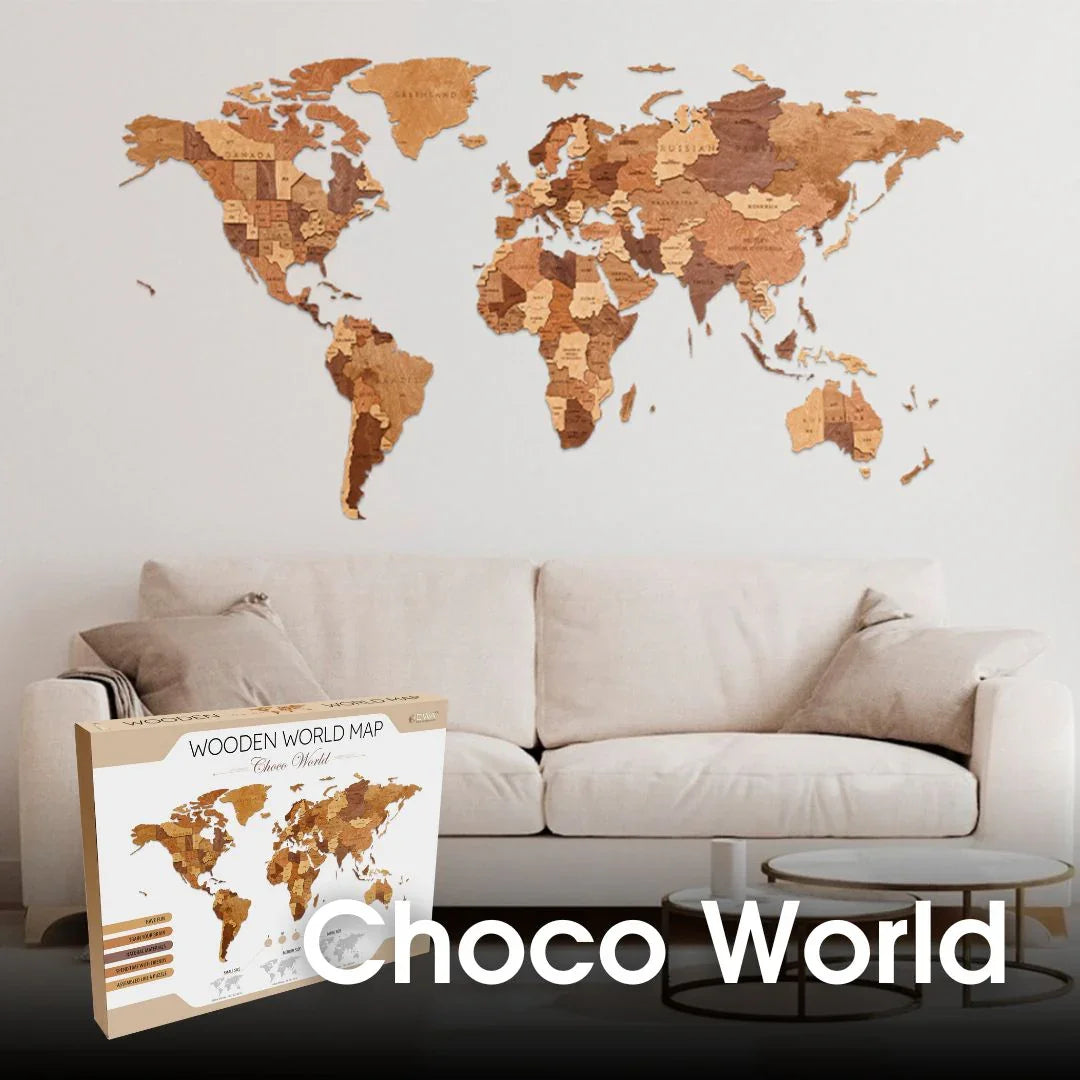 Choco World Map — Wooden Wall Decor