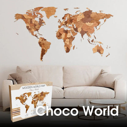 Choco World Map — Wooden Wall Decor