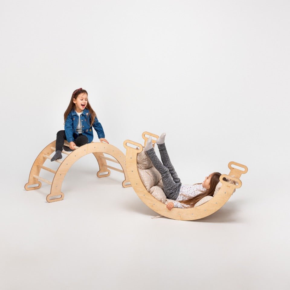 Climbing Arch & Rocker Balance - Montessori Climbers for Kids 1-7 y.o. – Beige