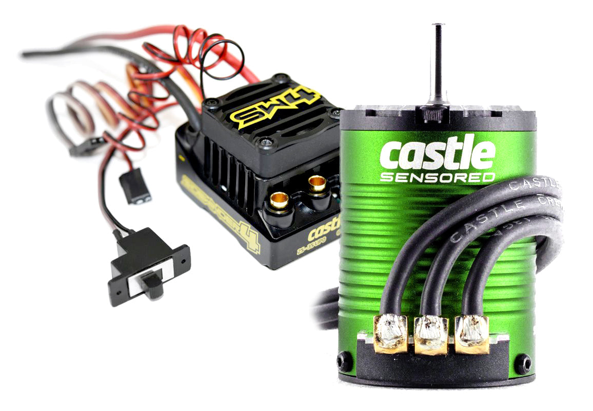 Castle Creations Sidewinder SW4 Waterproof ESC + 1406-4600kV Sensored Brushless Motor Basher Combo for 1/10 Scale