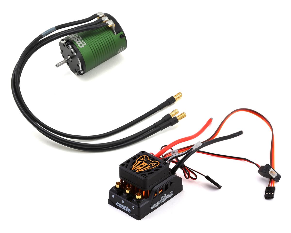 Castle Creations Copperhead 10 Waterproof ESC + 1406-4600kV Sensored Brushless Motor Combo for 1/10 Basher