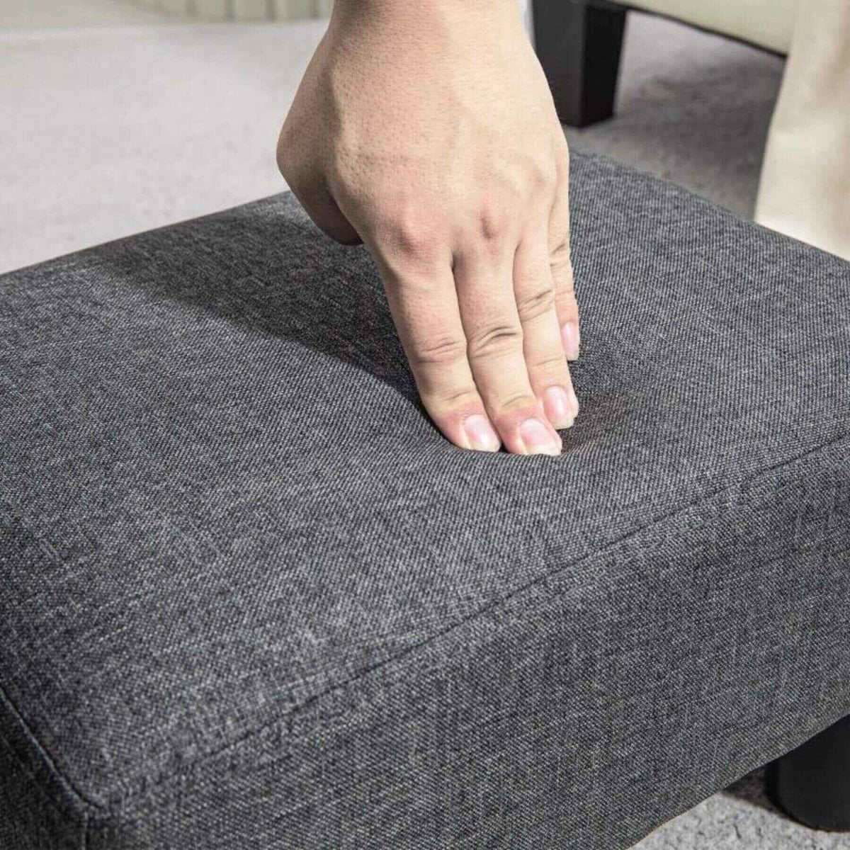 HOMCOM 16" Cube Modern Linen Fabric Pouf Footrest Ottoman, Green