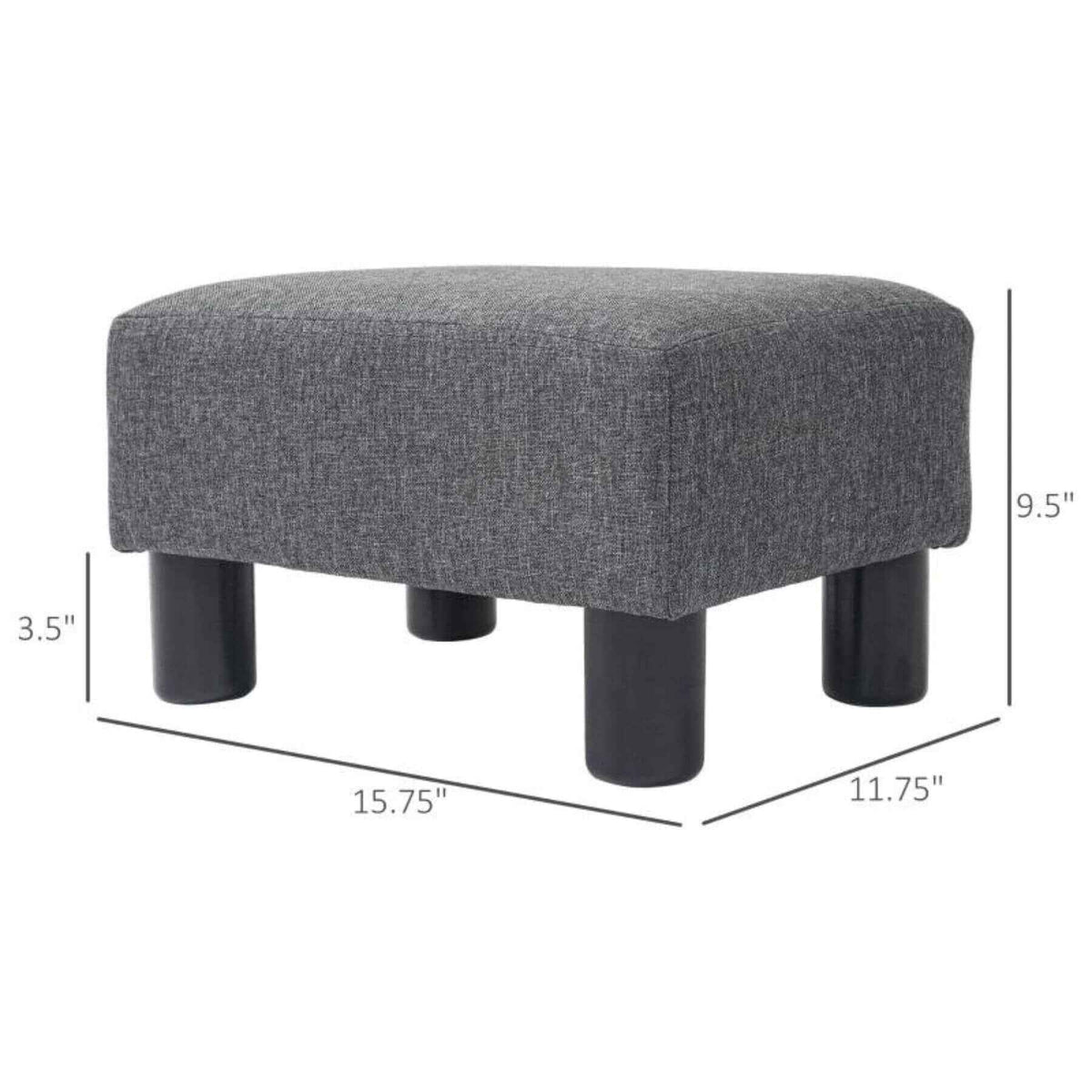HOMCOM 16" Cube Modern Linen Fabric Pouf Footrest Ottoman, Green