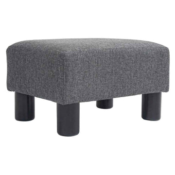 HOMCOM 16" Cube Modern Linen Fabric Pouf Footrest Ottoman, Charcoal Gray
