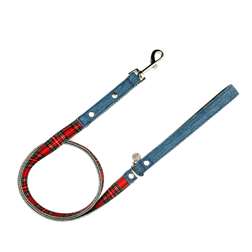 Swag Leash - Denim & Beige Plaid(D0102H53XFP)