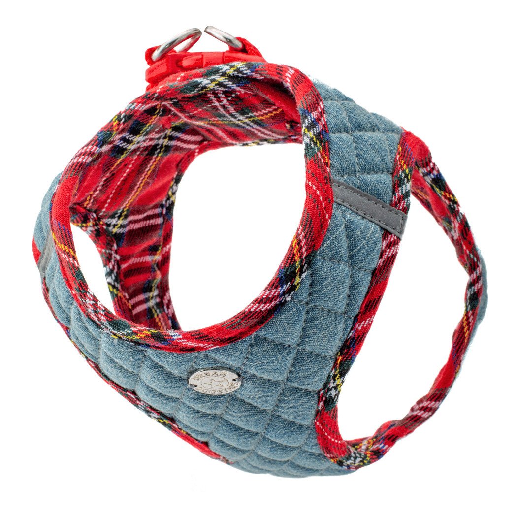 Step-In Denim Dog Harness - Red Plaid(D0102H53XM2)