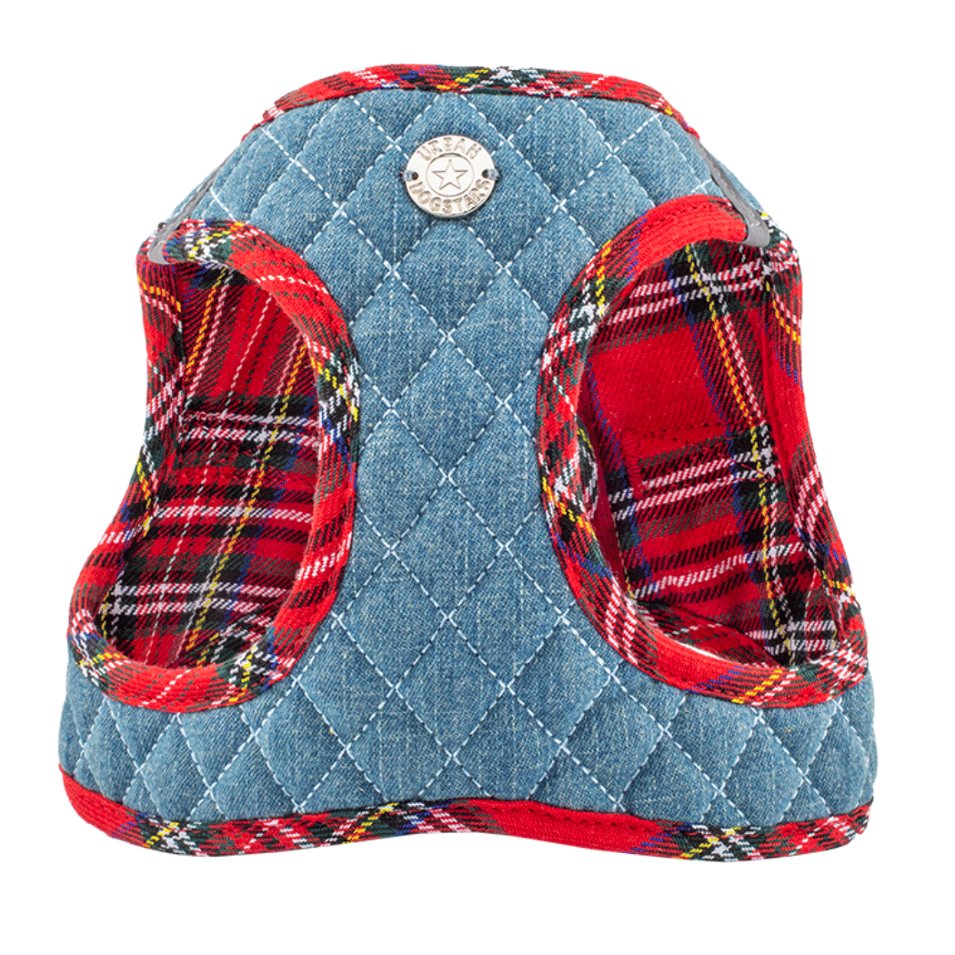 Step-In Denim Dog Harness - Red Plaid(D0102H53XMX)