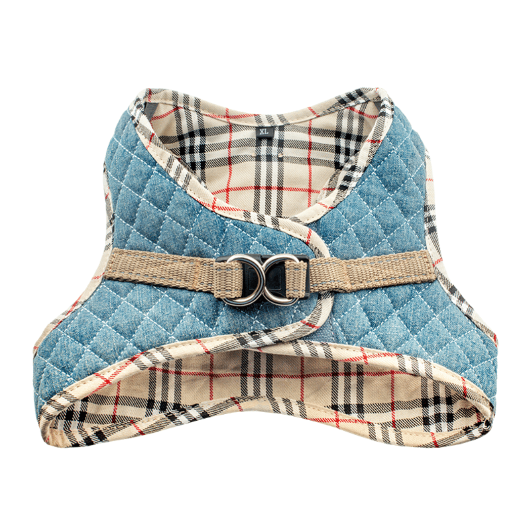 Step-In Denim Dog Harness - Beige Plaid (D0102H53XY2)