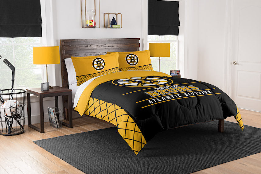 Bruins OFFICIAL Draft King Comforter & Shams Set(D0102H7X6BW.)