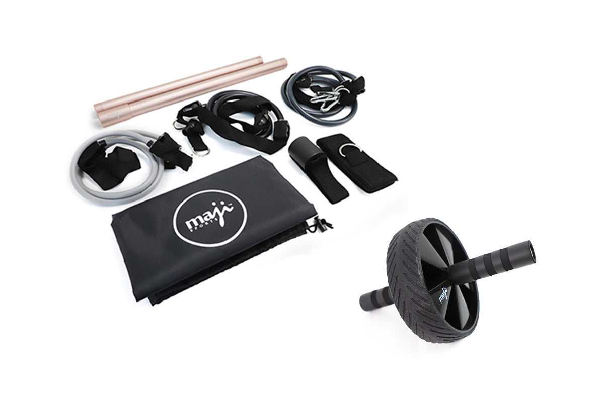 EXERcISE BAR & AB WHEEL BUNDLE(D0102H9SP1V)