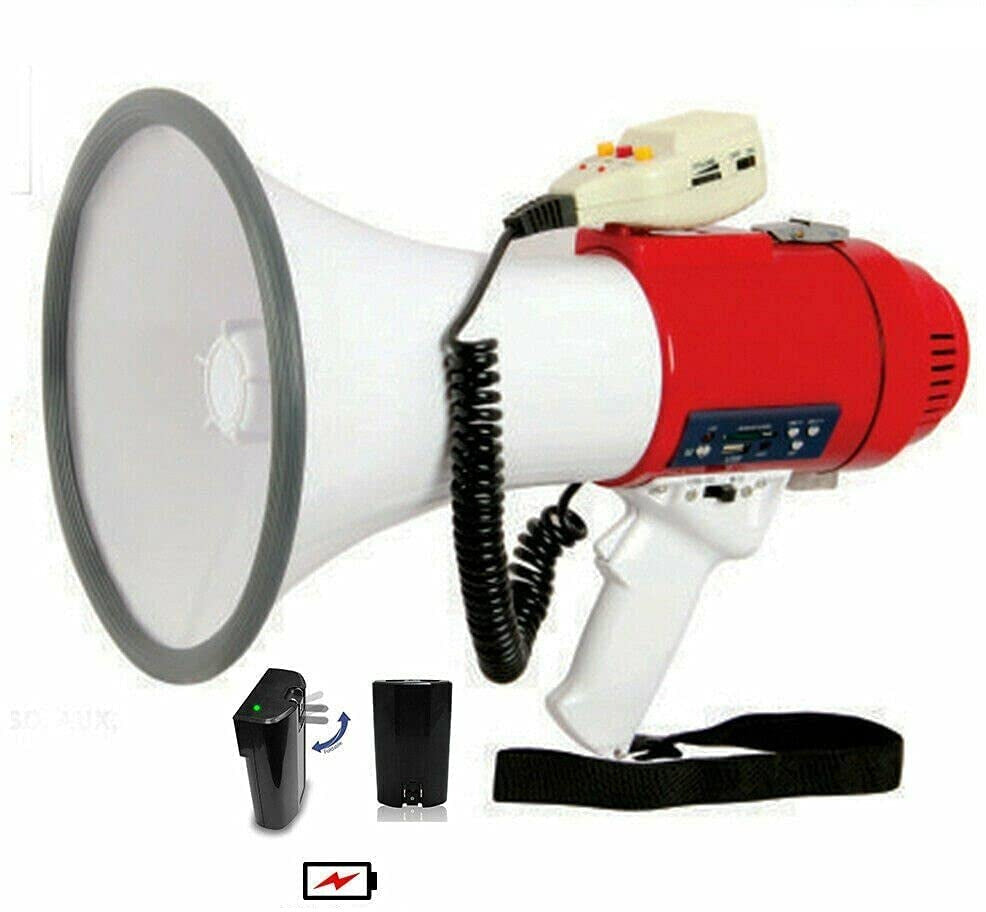 Megaphone Speakers Blow Horn Pro Loud Speaker Bullhorn Rechargeable Battery Handheld Siren Voice Recording 77SF WB(D0102HHYKKX.)