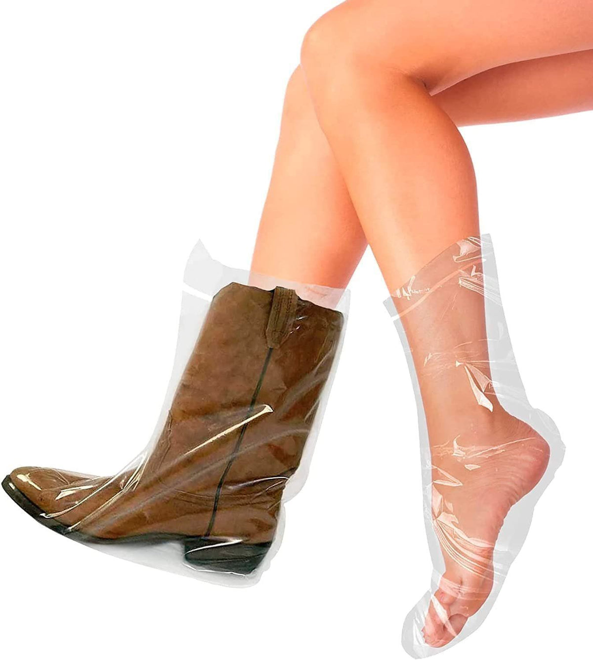 PUREVAcY Polyethylene clear Boot covers X-Large with Plastic Straps Pack of 1000 Waterproof Shoe covers for Rain Plastic Shoe co