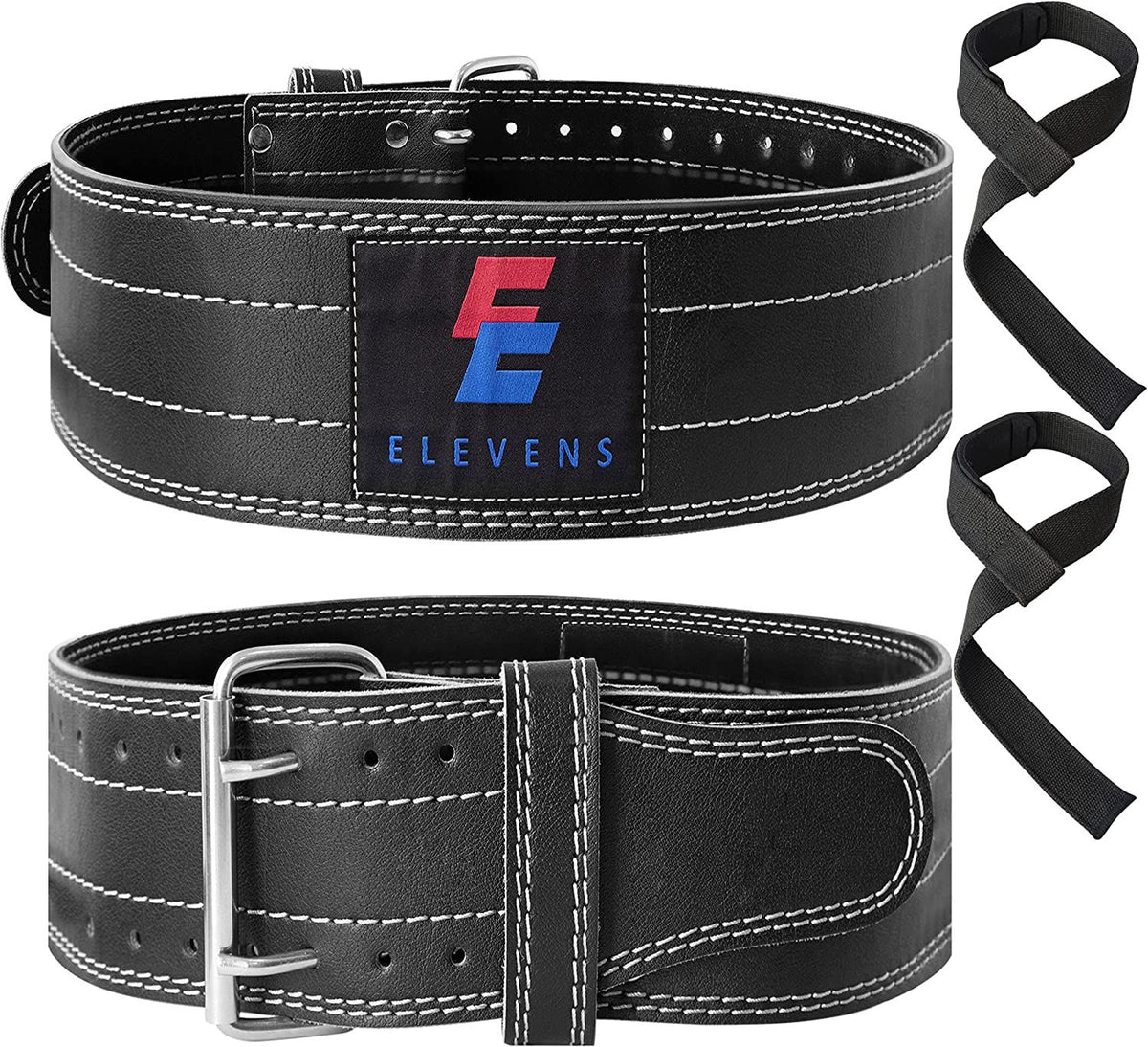 Weight Lifting Belt Leather Fitness Belt for Strength Training Unisex Black(D0102HIVU1A)