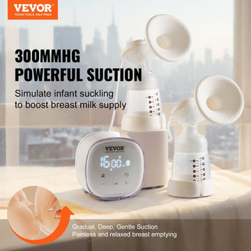 Vevor Breast Pump Double Electric Breast Pumps 4 Mode & 16 Level 300Mmhg Suction