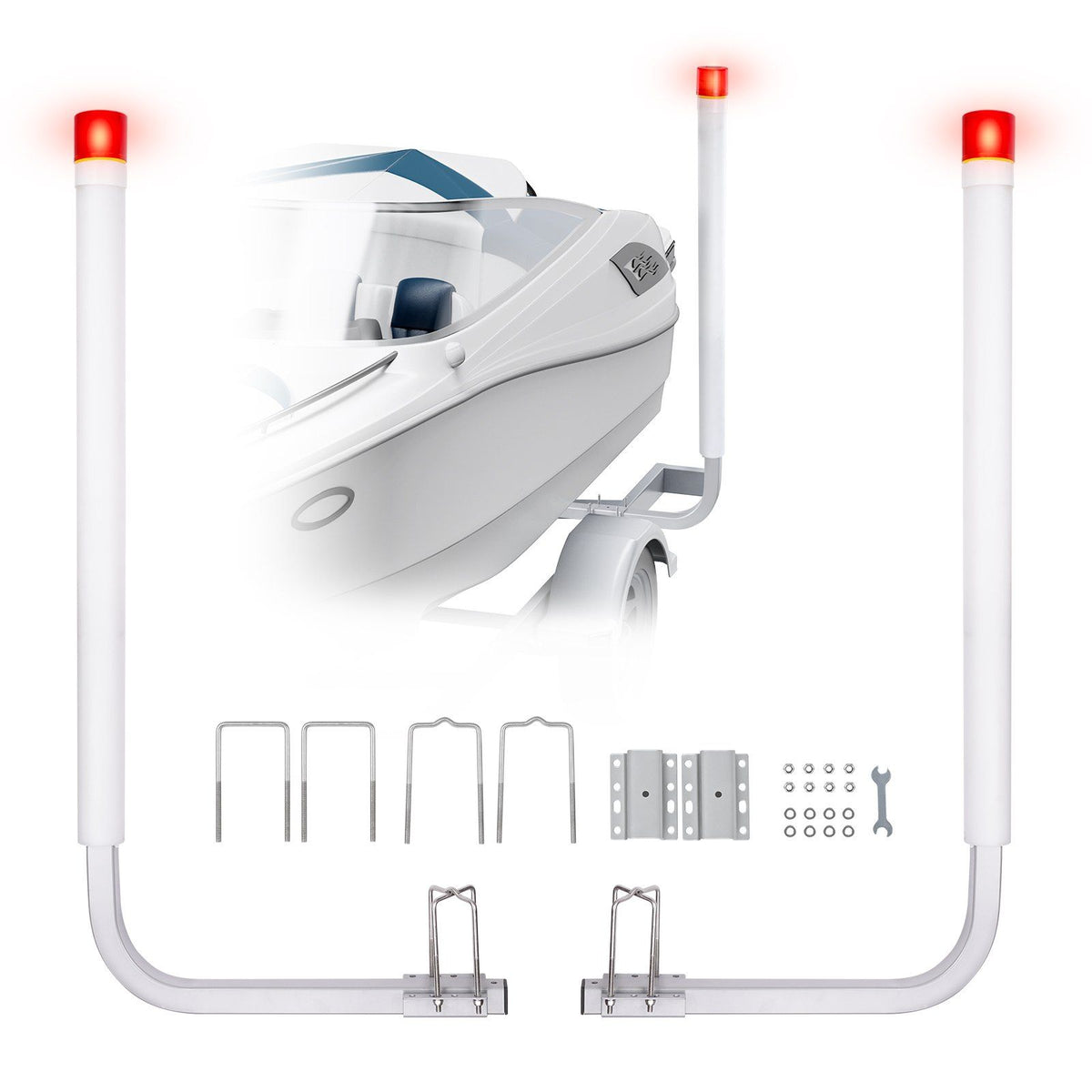 VEVOR Marine Trailer Guide Set, 62 with LED Illumination, Pair of Steel Anti-Rust Guide Poles, Equipped with PVC Sleeves, Idea
