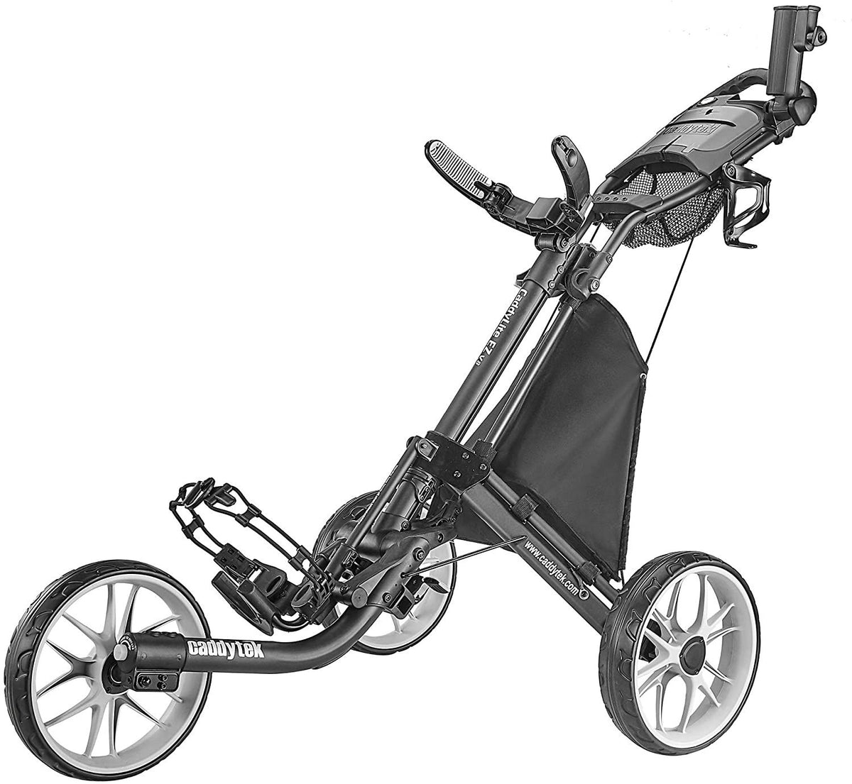 CaddyTek 3 Wheel Golf Push Cart - Foldable Collapsible Lightweight Pushcart with Foot Brake - Easy to Open & Close(D0102HPSSDW.)
