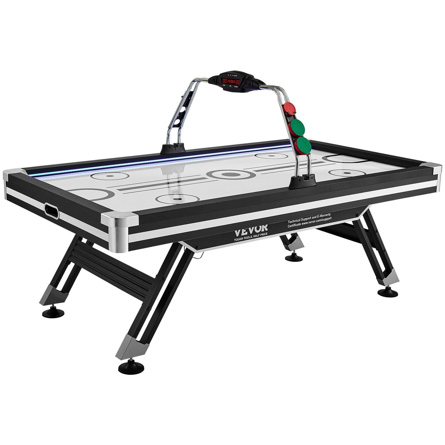 VEVOR Air-Powered Hockey Table, 89 Indoor Hockey Table for Kids and Adults, LED Sports Hockey Game with 2 Pucks, 2 Pushers, and 