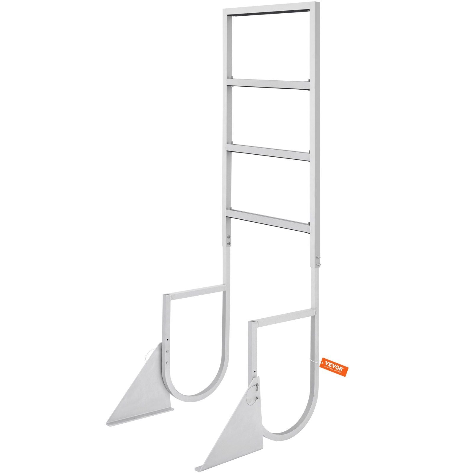 VEVOR Dock Ladder, Flip-Up 4 Steps, 350 lbs Load Capacity, Aluminum Alloy Pontoon Boat Ladder with 2 Wide Step & Nonslip Rubbe