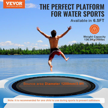 Vevor Inflatable Water Bouncer, 6.5Ft Recreational Water Trampoline, Portable Bounce Swim Platform With 3-Step Ladder & Electric