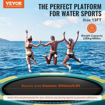 Vevor Inflatable Water Bouncer, 13Ft Recreational Water Trampoline, Portable Bounce Swim Platform With 3-Step Ladder & Electric