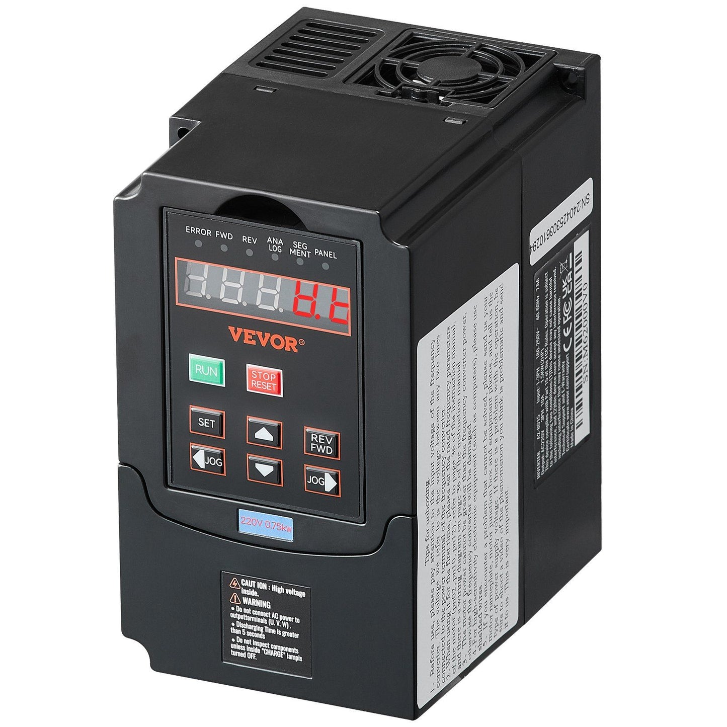 VEVOR VFD 1HP, 0.75KW, 3.5A, 1 or 3 Phase 220V Input to 3 Phase 220V Output Variable Frequency Drive, 40-60Hz Input, 0-400Hz Out