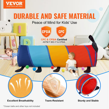 Vevor Kids Play Tunnel Tent For Toddlers, Colorful Pop Up Caterpillar Crawl Tunnel Toy For Baby Or Pet, Collapsible Gift For Boy