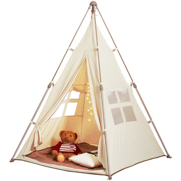 Vevor Kids Play Tent, Teepee Tent For Kids 1-5 Years Old, Tent For Kids With Windows For Indoor And Outdoor, Foldable Toddler Te