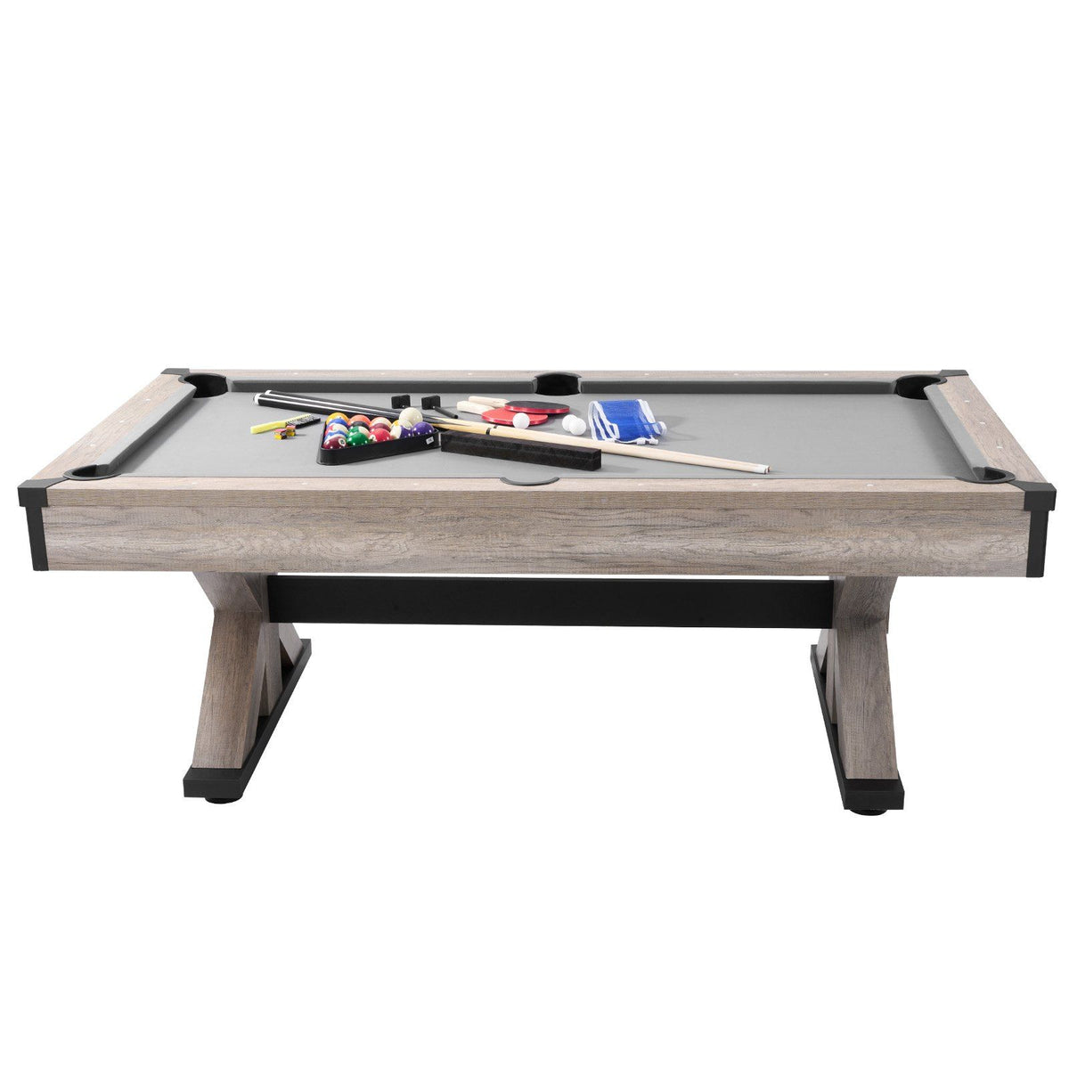 VEVOR Billiards Table Combo Set, 7ft 3-in-1 Multi Game Table with Dining, Pool, and Tennis Table, Includes Full Set of Accessori