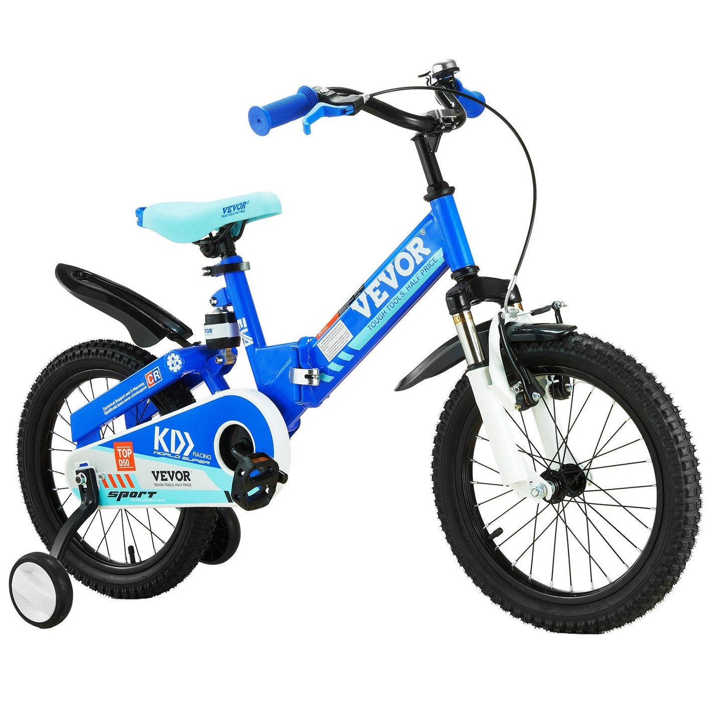 Vevor Folding Toddler Balance Bike, 16'' High-Carbon Steel Kids Bike With Adjustable Seat & Handlebar, Inflatable Tires, Portabl