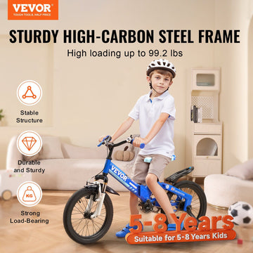Vevor Folding Toddler Balance Bike, 16'' High-Carbon Steel Kids Bike With Adjustable Seat & Handlebar, Inflatable Tires, Portabl