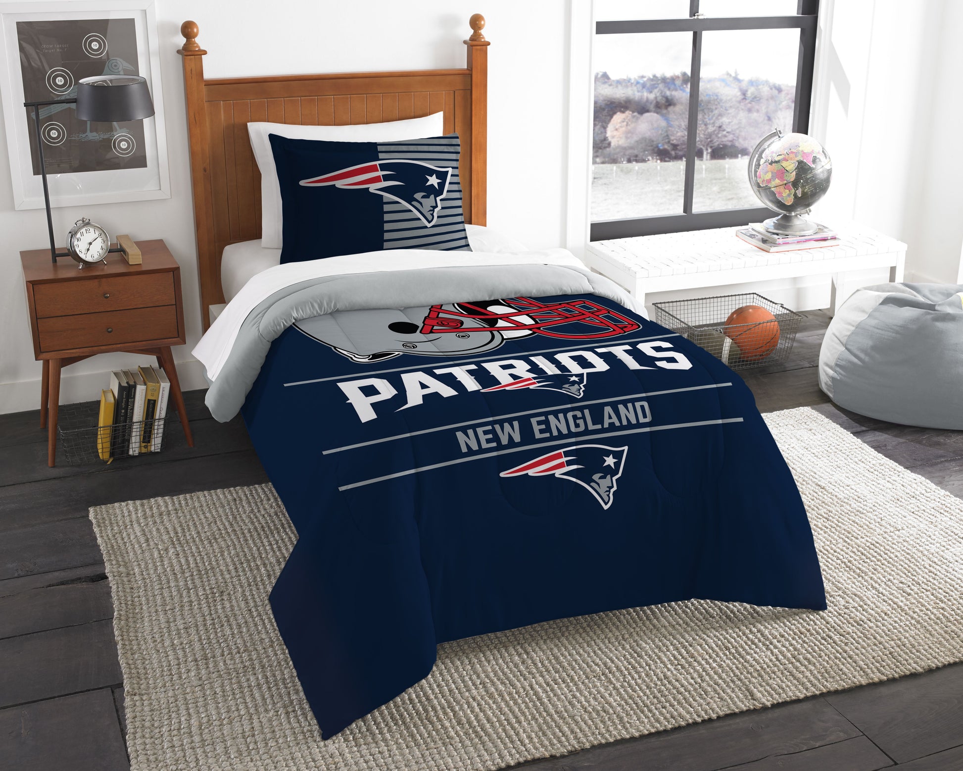Patriots OFFICIAL National Football League, Bedding, Draft Printed Twin Comforter (64x 86) & 1 Sham (24x 30) Set by The Northwes