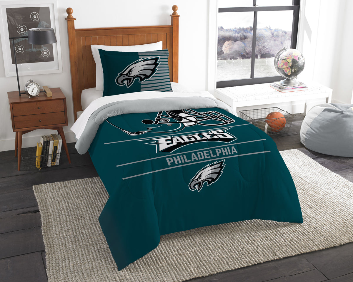 Eagles OFFICIAL National Football League, Bedding, Draft Printed Twin Comforter (64x 86) & 1 Sham (24x 30) Set by The Northwest 