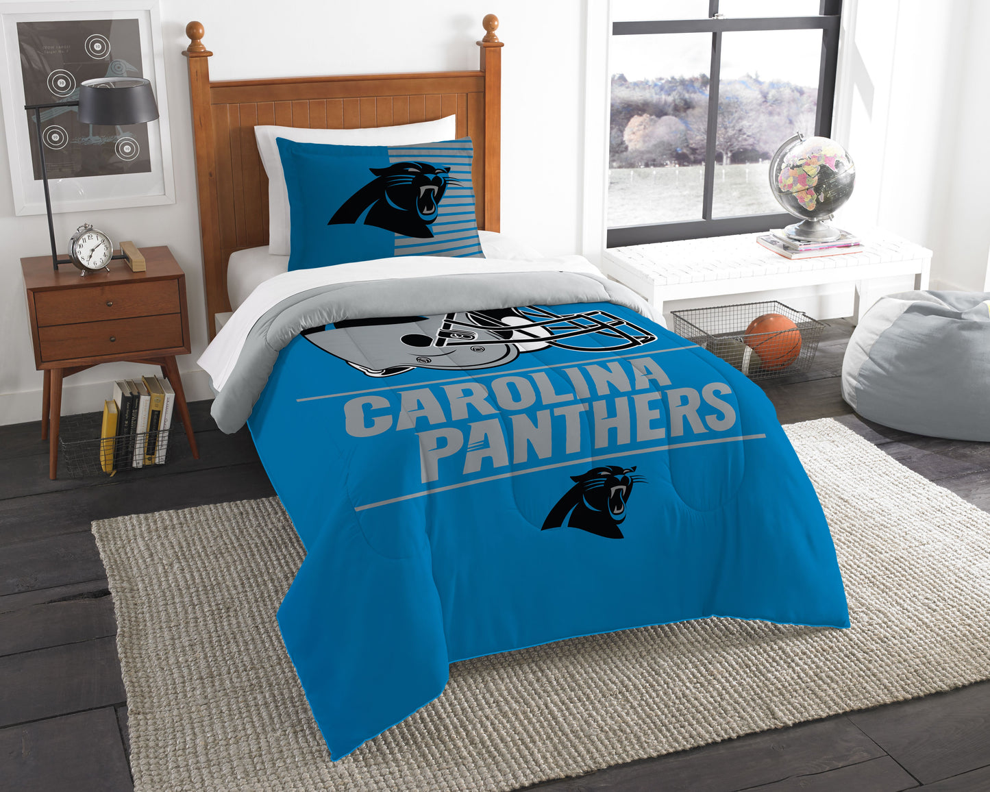 Panthers OFFICIAL National Football League, Bedding, Draft Printed Twin Comforter (64x 86) & 1 Sham (24x 30) Set by The Northwes