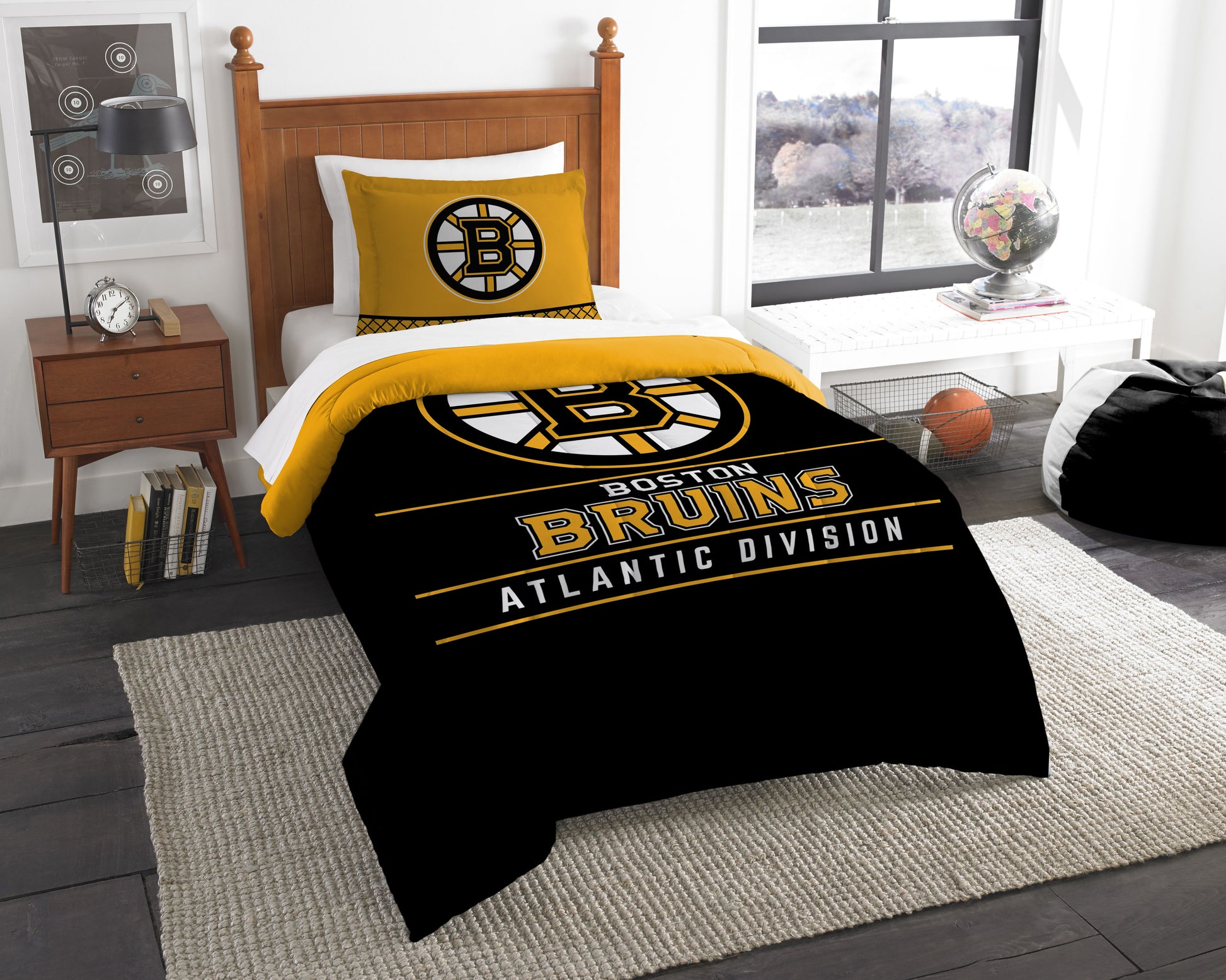 Bruins OFFICIAL National Hockey League, Bedding, Draft Twin Printed Comforter (64x 86) & 1 Sham (24x 30) Set by The Northwest Co