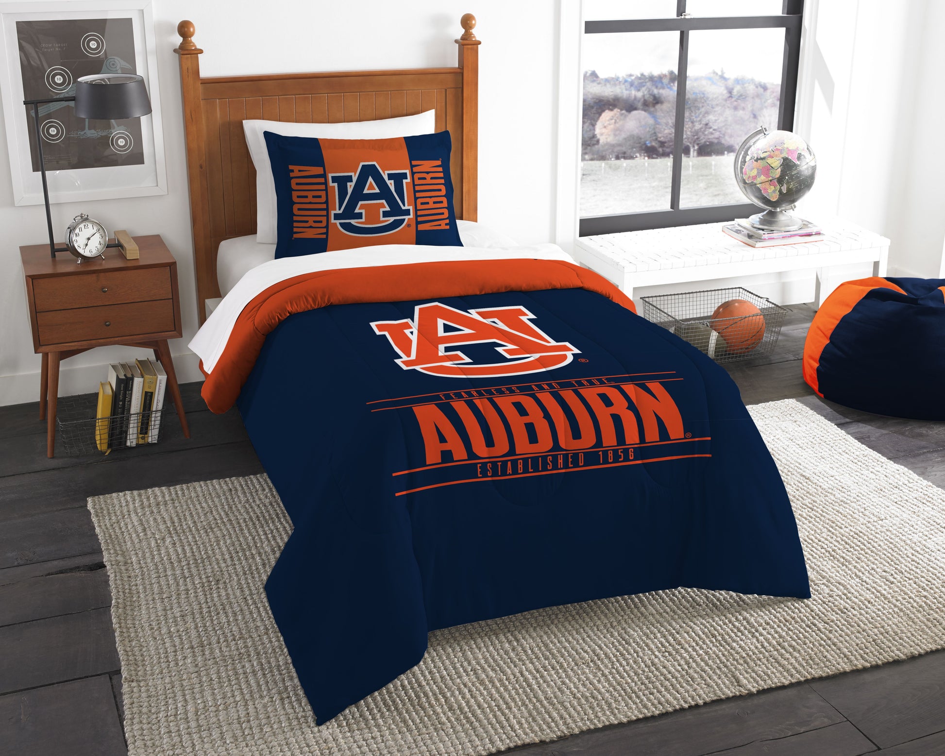 Auburn OFFICIAL Collegiate Modern Take Twin Comforter & Sham Set(D0102HXM6ZV.)