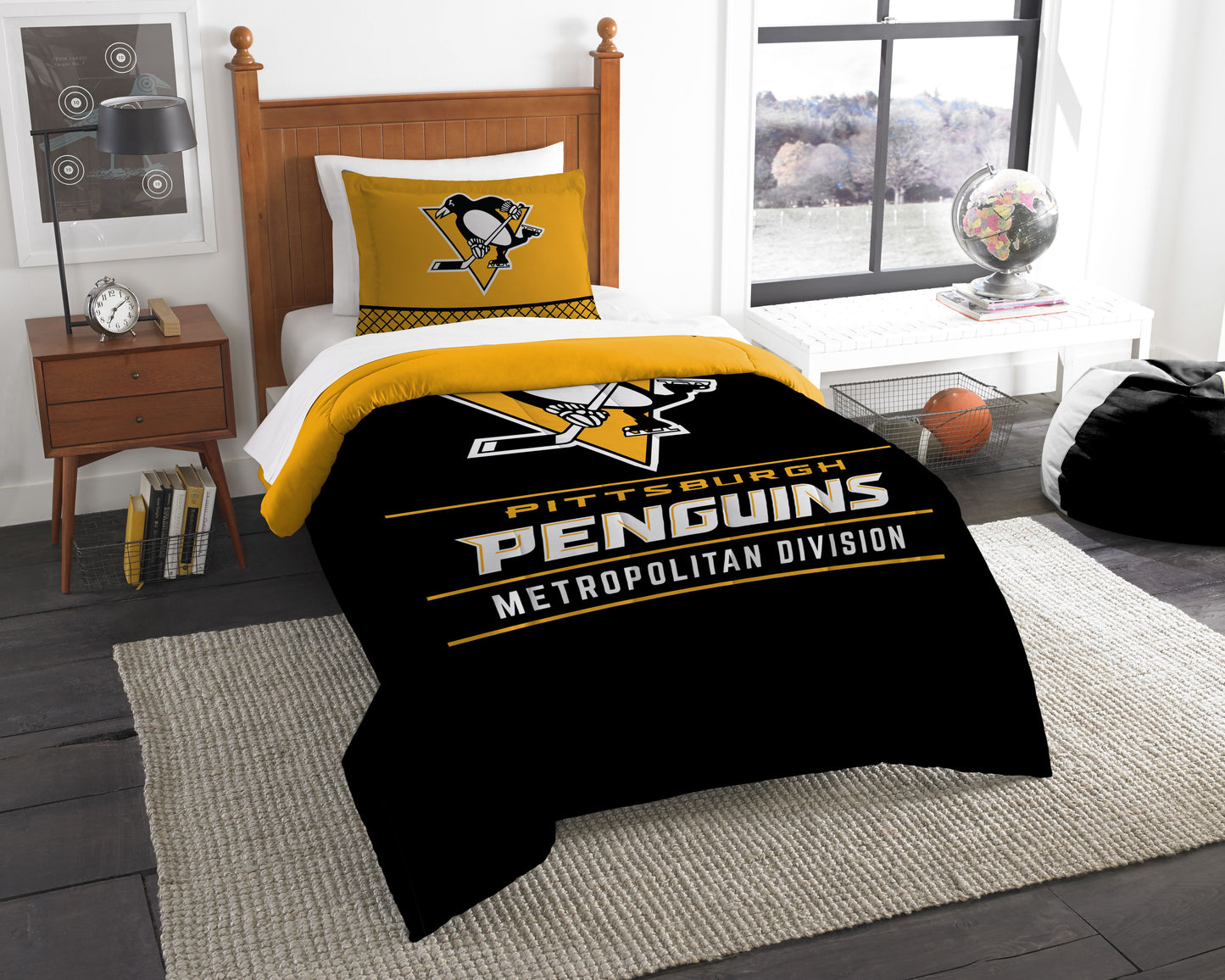 Penguins OFFICIAL National Hockey League, Bedding, Draft Twin Printed Comforter (64x 86) & 1 Sham (24x 30) Set by The Northwest 